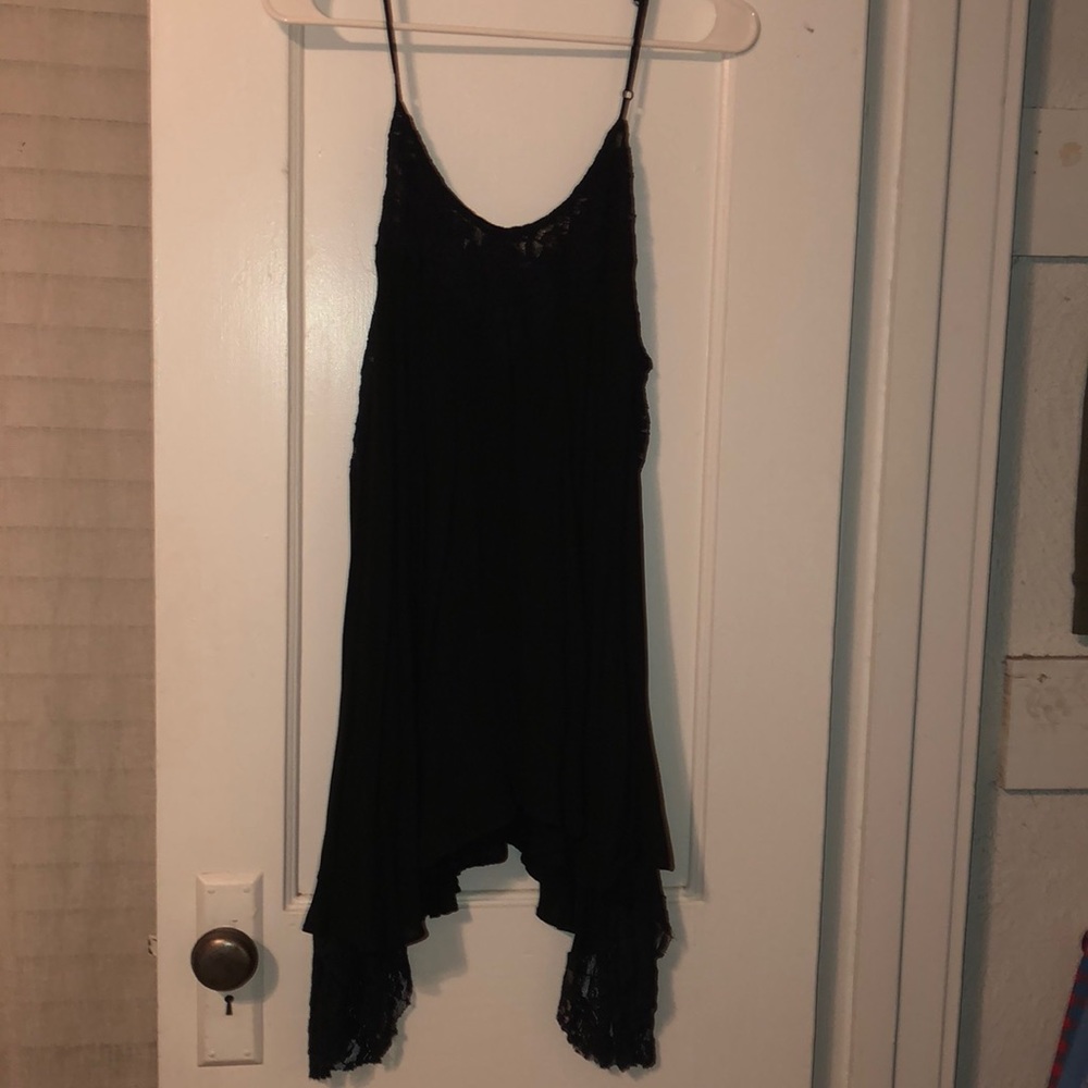 Black high low mini dress
